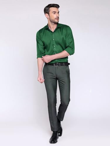 Image of IndoPrimo Men's Satin Shirt with Spread Collar Neck Line Solid Pattern Full Sleeves Regular Fit Western Style and Standard Length