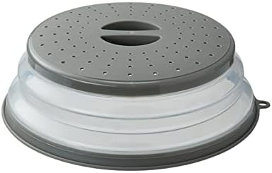 Vishui Upgrade Collapsible Microwave Lid, 10.5 inches with Hook Hole, Vented Folding Microwave Plate Cover, Microwave Splatter Cover, Vegetable Fruit Cleaning Basket, Multi-function Kitchen Tool