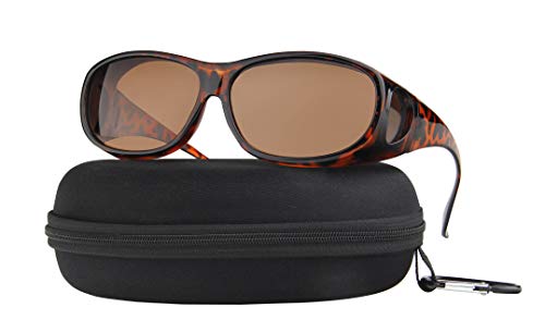 Fit Over Sunglasses Polarized Lens Case Included Wear Over Prescription Eyeglasses 100% Uv Protection For Men And Women Brown Lens #TOP1