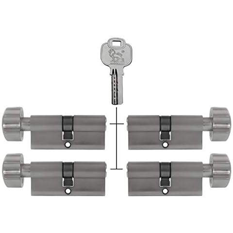 Knob Cylinder KD 60 mm 30/30 Simultaneous Locking Including 20 Keys Pack of 4 Cover