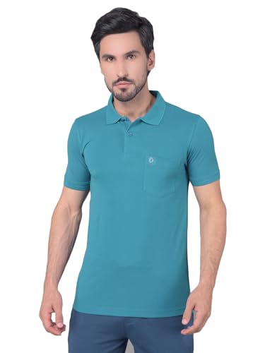 Image of Dollar Men's Pack of 1 Solid Cotton Blend Polo Neck T-Shirt