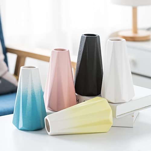 Modern Ceramic Vases for Décor White Small Vases for Fresh Flowers Boho Pampas Floor Rose Vase (6 in) (White) - Image 5