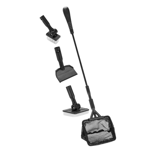 Kit de limpieza para acuario | Cepillo para la limpieza de bañera con mango ajustable | Accesorios de limpieza reutilizables con esponja, cepillo y raspador para algas para terrario, pantano y