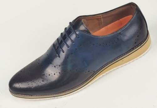 Santimon Mens Hand-Painted Leather Oxford Dress Shoes – Luxury Wingtip Brogue Shoes for Business, Weddings & Formal Events – Classic Italian Design, Comfortable & Stylish Footwear4