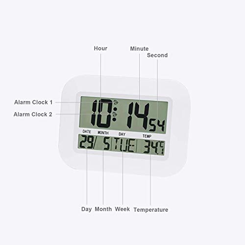Heqiao Silent Desk Clocks Digital Wall Clock Simple Large Lcd Alarm Clock With Temperature Calendar For Home Office (Ivory White) #TOP6