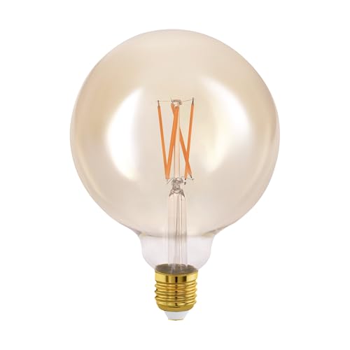 Eglo connect.z Smart Home lampadina Led E27, G125, ZigBee, app e controllo vocale, dimmerabile, bianco caldo, 650 lumen, 6 W, lampadina vintage ambra