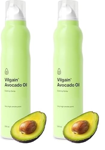 Vilgain® Avocadoöl Spray | Natürliches Öl-Kochspray | Sprühflasche | 100% reines Öl aus biologischem Anbau | Für gesundes Kochen und Braten | Ohne Treibmittel | 200 ml (Packung mit 2)