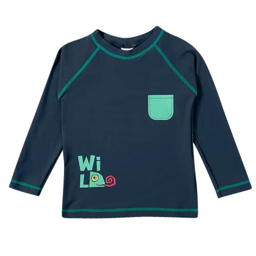 Camiseta Praia Manga Longa Estampa Camaleão com Bolso Elastano,Tip Top,Toddler Menino,Marinho,2T