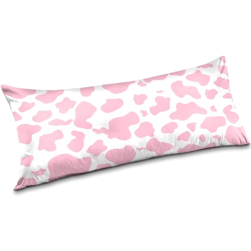 GABraden Body Pillow Cover - Super Soft Microfiber Body Pillow Case,Hidden Zipper,Print Pattern,Comfortable Fabric,Lightweight and Breathable,The Size is 20 "X 54"(L35-Pink-Cow)