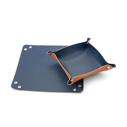 Image of Bellblock Large Extended Desk Mat /Mouse Pad /Gaming Mouse Pad | Vegan PU Leather | Anti-Skid, Non-Skid, Reversible Splash-Proof | Blue & Tan | 90cm x 45cm (Pack of 1) (DM1, 60 x 30cm Combo)