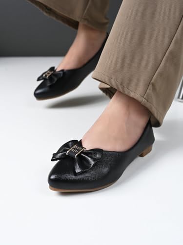 Image of XE Looks Stylish Ballerinas with Gold Bow Accent - Comfortable, Versatile, and Ideal for Elevating Your Everyday Outfits for Girls & Womens