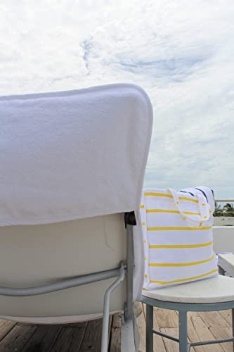 100% Turkish Cotton Chaise Lounge Chair Cotton Towel Cover With Flap Oekotex Certified Cotton For Baby, Adults(33" X 87") 650 Gsm - (White) #TOP7