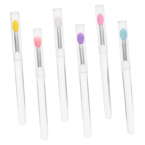 Beatifufu Makeup Lip Brush Stick 6 Pack Lidded Case for Travel Work Everyday Use