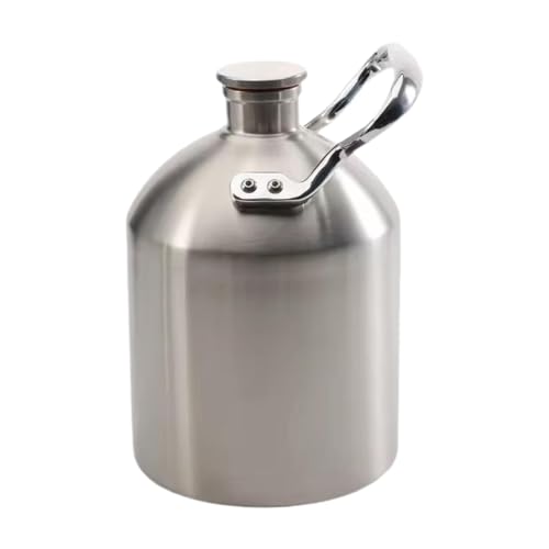 Fenteer Stainless Steel Beer Growler, Professional Leakproof Lightweight Sturdy Portable with Handle Keg for Camping Travel Sports, 2L