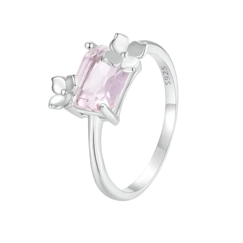 Bijoux d'anniversaire : bague fleurs et pierre carrée en argent