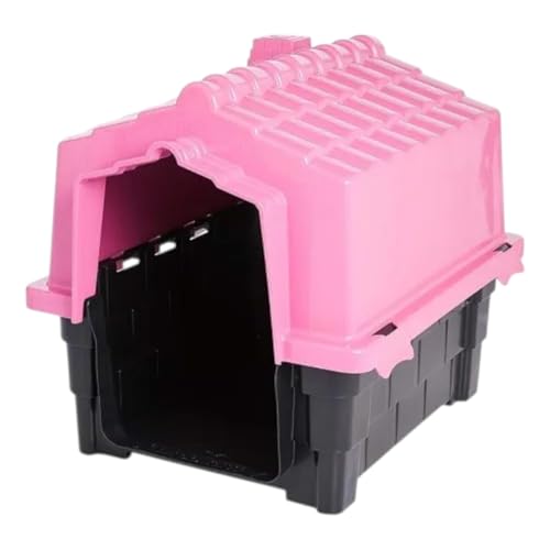 Casinha De Cachorro Plástica Pequeno e Medio Porte Casa Para Pet, Desmontável Resistente Com Proteção UV, saídas de ar, Tamanhos N1. N2. N3. (Rosa, N.2)