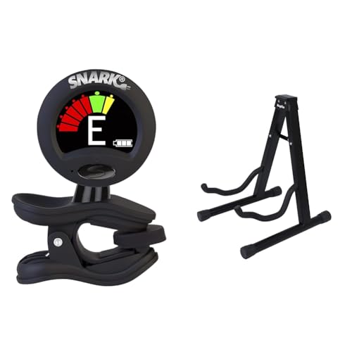 Snark Rechargeable Clip-On Tuner (SN-RE), Black & KEPLIN Guitar Stand A Frame Foldable Universal Fits All Guitars Acoustic Electric Bass Stand A (Guitar Stand)