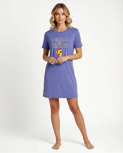 Image of Real Essentials 3 Pack: Women's Short Sleeve Nightgown Dress - Nightshirt Pajama Sleep Shirt Sleepwear (Available in Plus)