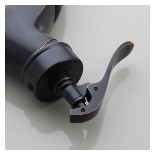 Grifo con caño en cascada de latón negro mezclador monomando para lavabo de baño y encimera 4