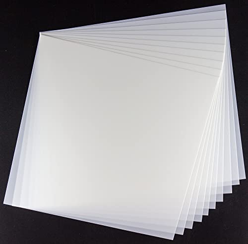 NEGLEX 7.5mil Blank Mylar Sheets(10 Pack),12X12 inch Milky Translucent PET Blank Stencils Sheets,Template Material for Cutting Machine, Make Airbrush Stencils, Food-Safe Craft Plastic Sheets