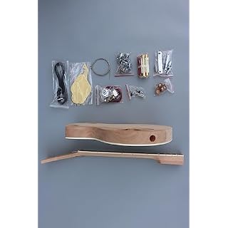WUQIMUSC Kit de guitare électrique brut pour bricolage en acajou plaqué érable Manche 22 frettes 62,9 cm Accessoires complets inclus – Image 4