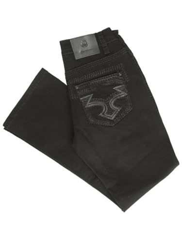 Centenario Men's Black Denim with Dark Embroidered Details