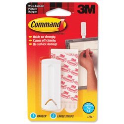 3M Command Adhesive Picture Hanger with 2 Strips for Wire-backed Frame Capacity 2.25kg Ref 17041