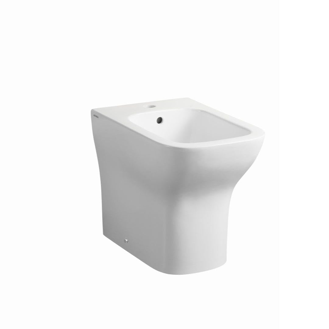 Kiamami Valentina - Bidet a terra installazione filo muro in ceramica bianco lucido monoforo