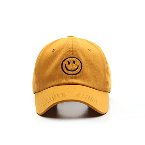 Cynicism Smiley Face Hat Baseball Cap Women Trucker Hat Men Cute Preppy Hat Embroidered Smile Dad Hat Adjustable Baseball Summer Hat, Orange-1 #TOP3