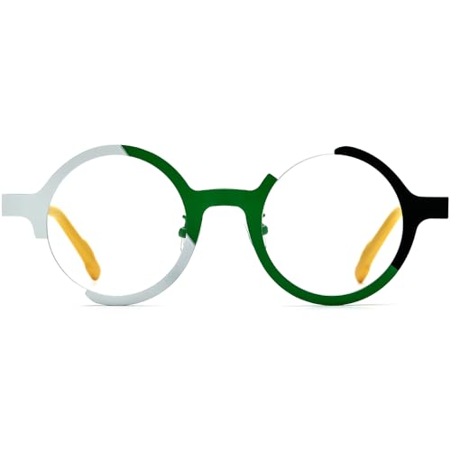 Image of FONEX Colorful Pure Titanium Glasses Frame Women Retro Round Eyeglasses