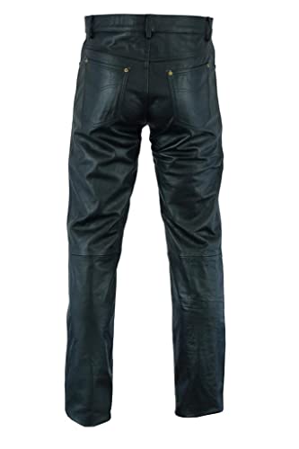 INTAN Safety with Style Calças de couro de motocicleta pretas para homens IN-01BP, Preto, 39 Normal