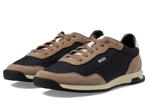 Image of BOSS Men's Zayn Low Profile Suede Leather Two Tone Sneaker