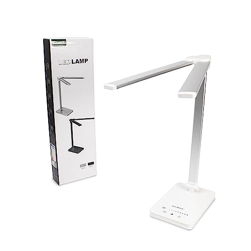 SOLMIRA Lámpara de Escritorio Doble con Carga USB, 76 LEDs, Blanca Certificado CE y RoHS