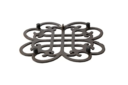 GASARE-Cast-Iron-Trivet-for-Hot-Dishes-Pots-and-Pans-Metal-Trivet-Classic-Design-Rubber-Feet-Caps-Ring-Hanger-9-Inches-Brown-1-Unit GASARE Cast Iron Trivet for Hot Dishes Pots and Pans Metal Trivet Classic Design Rubber Feet Caps Ring Hanger 9 Inches Brown 1 Unit
