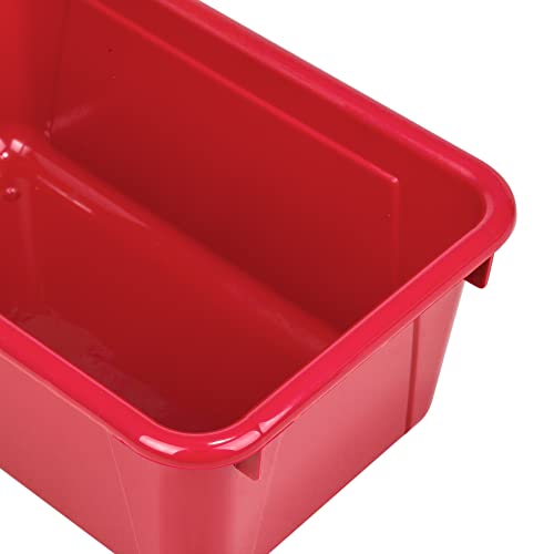 Image of Storex Small Cubby Bins - Plastic Storage Containers for Classroom with Non-Snap Lid, 12.2 x 7.8 x 5.1 inches, Red, 5-Pack (62407A05C)