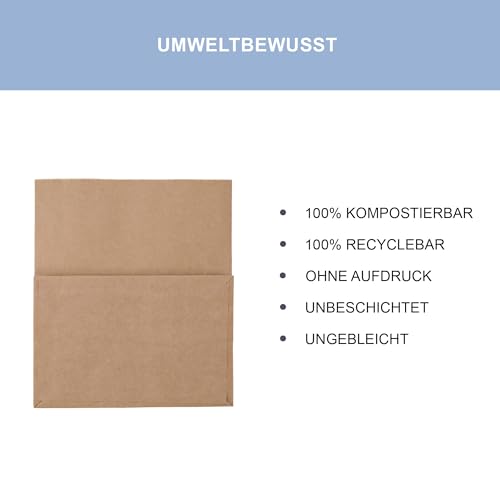 ZURAS® - 100 Stück Papiermülltüten 7l Biomüllbeutel für Biotonne aus Papier nassfeste & reißfeste Papiertüten