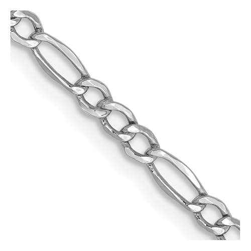 14k White Gold 2.5MM Semi-Solid Figaro Chain Necklace 18 Inches4