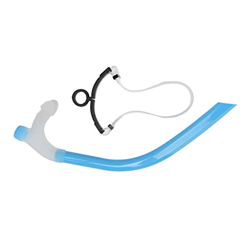 Swimming Snorkel, Silicone Breathing Tube with Adjustable Brace, Reduced Drag Design for Snorkeling and Diving, Lightweight and 