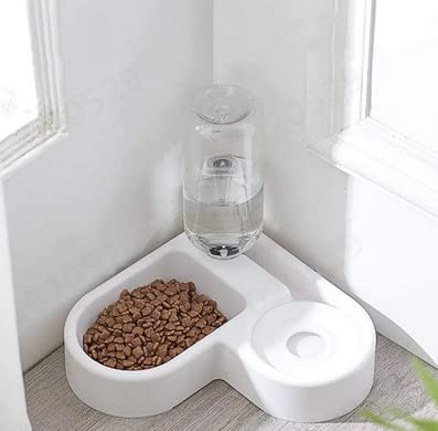 Corlidea Creative Pet Supplies Pet Bowl Corner Double Bowl Automatischer Trinknapf Multifunktionaler Katzennapf Rechtwinkliger Napf Hunde Fahrradanhänger Buggy