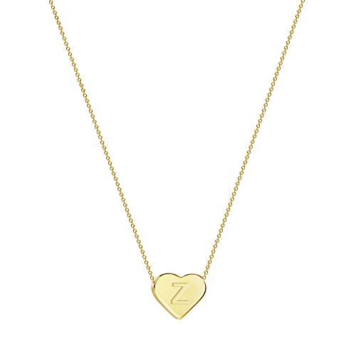 Tewiky Tiny Initial Heart Choker Necklaces Alphabet Letter Boy's Necklaces 18k Gold Plated Cute MonogramÂ Name Dainty Necklaces for Women Girls