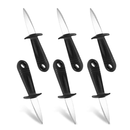 KUBQLIG 6Pcs Oyster Shucking Knife, Oyster Knife with Food Grade Stainless, 3rd Generation Oyster Shucker Thicker Blades and More Anti Slip Design, Oyster Knives Suitable for All Kinds of Shells