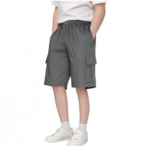 Kids’ Cargo Hiking Shorts Boys' Youth Casual Elastic Waist Outdoor Lightweight 𝐔niform Shorts