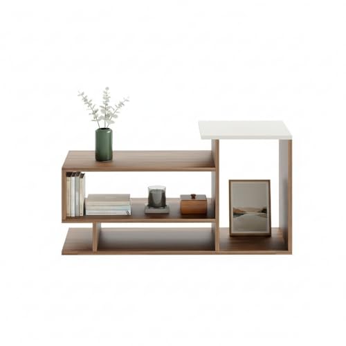 Image of FURNEASER Afaria Modern Engineered Wood Coffee Table with Door & Storage Shelves | Center Table for Living Room & Sofa Area | Multi Level Open Rack Design | DIY Furniture