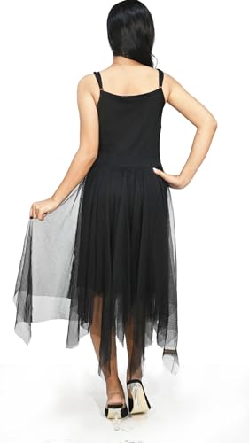 Robe mouchoir noir style fée asymétrique coupe fluide - 6