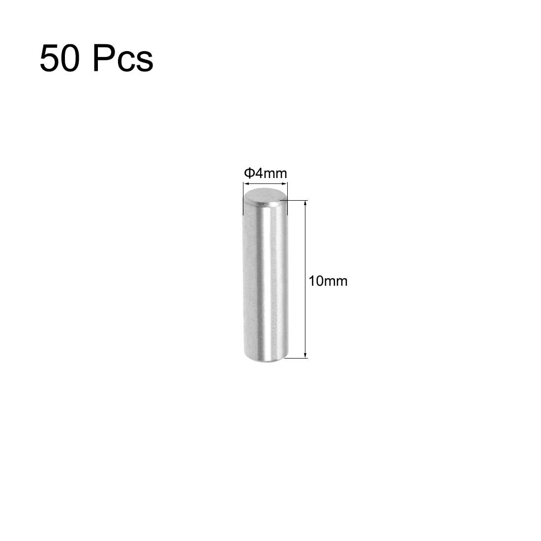 TOP-VIGOR 50Pcs 4mm x 10mm Dowel Pins Shelf Support Pegs, 304 Stainless Steel Cylindrical Shelf Support Pin Fasten Elements Silver Tone - Image 2