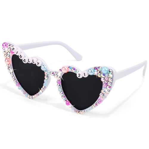 21st Birthday Sunglasses for 21st Birthday Decorations for Her, Finally 21 Birthday Glasses for 21st Birthday Outfit Accessories for Women Girls, Happy 21st Birthday Decorations