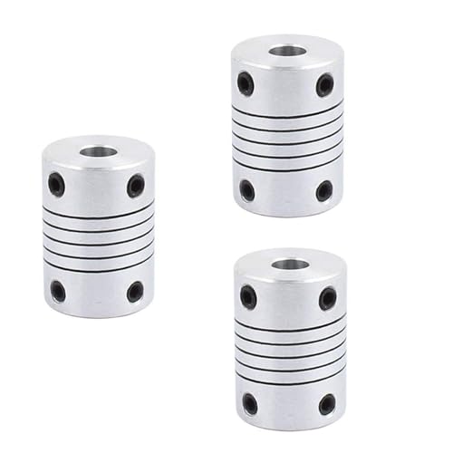 Baglaum 3pcs 6mm to 8mm Shaft Coupling 25mm Length 18mm Diameter Stepper Motor Coupler Aluminum Alloy Joint Connector, Silver, 750118325