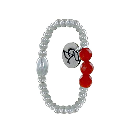 Bague Argent 925 Élastique et cornaline, le cadeau idéal en taille 58