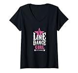 Femme Line Dance Girl Musique country Western bottes Dancer T Shirt avec Col en V