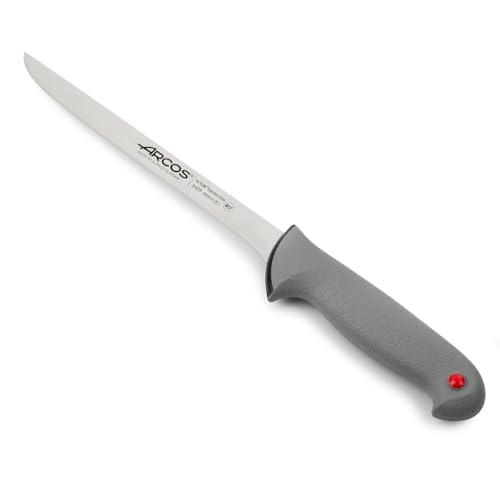 Arcos Serie Colour Prof - Cuchillo Fileteador Flexible - Hoja de Acero Inoxidable NITRUM de 200 mm - Mango de Polipropileno recubierto de Elastómero Color gris